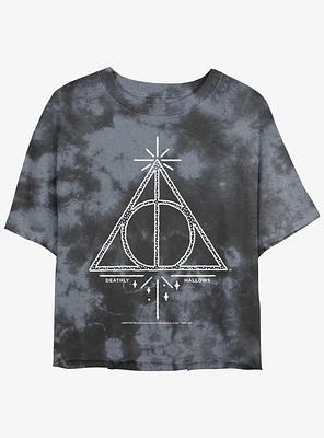 Harry Potter Deathly Hallows Symbol Girls Tie-Dye Crop T-Shirt