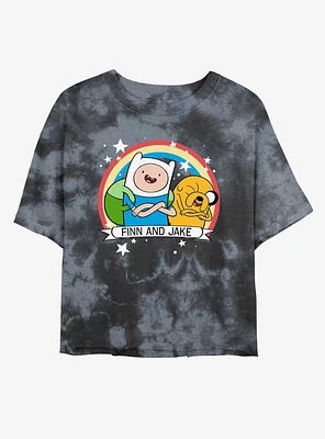 Adventure Time Jake & Finn Besties Forever Girls Tie-Dye Crop T-Shirt