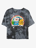 Adventure Time Jake & Finn Besties Forever Girls Tie-Dye Crop T-Shirt