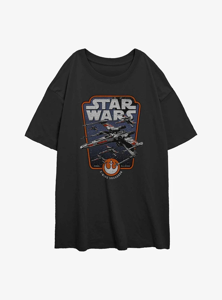 Star Wars Red Squadron Girls Oversized T-Shirt