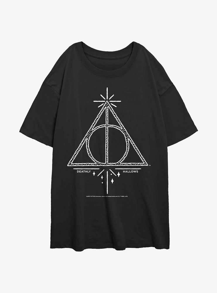 Harry Potter Deathly Hallows Symbol Girls Oversized T-Shirt