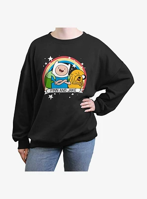 Adventure Time Jake & Finn Besties Forever Girls Oversized Sweatshirt