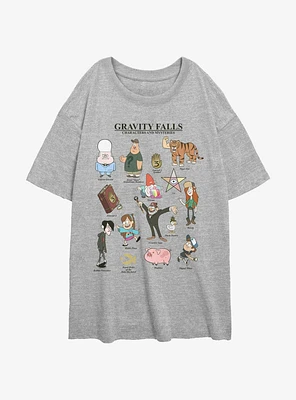 Disney Gravity Falls Characters & Mysteries Girls Oversized T-Shirt