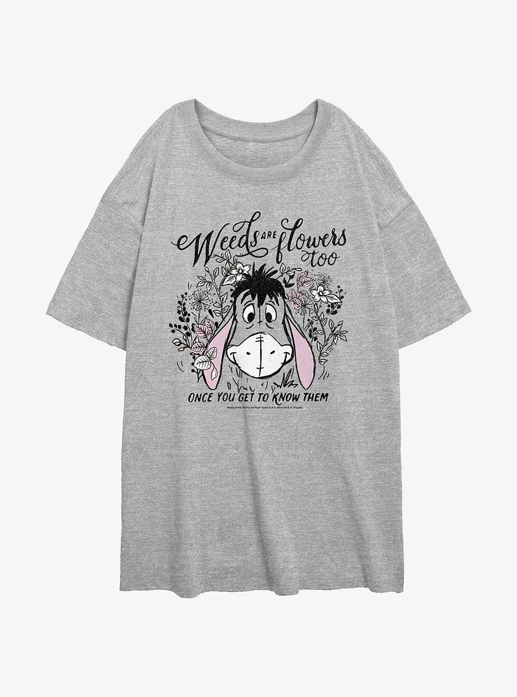 Disney Winnie The Pooh Eeyore Weeds Are Flowers Too Girls Oversized T-Shirt