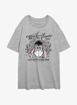 Disney Winnie The Pooh Eeyore Weeds Are Flowers Too Girls Oversized T-Shirt