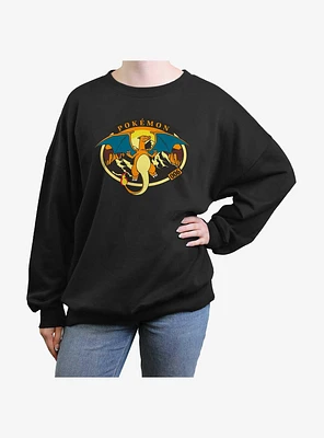 Pokemon Volcano Charizard Girls Oversized Sweatshirt
