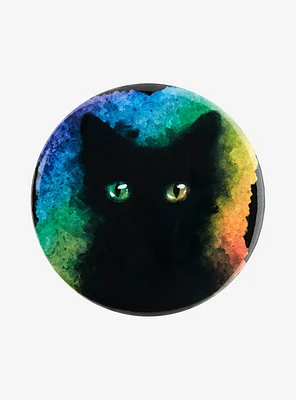 Black Cat Rainbow Watercolor 3 Inch Button