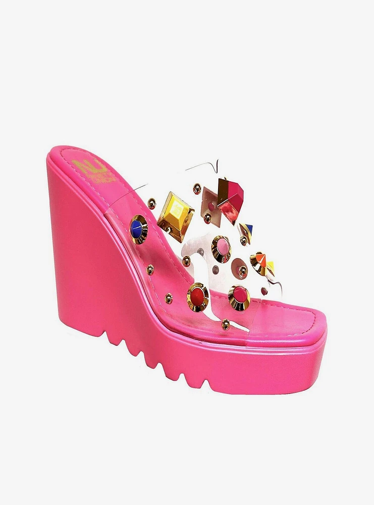 Palm Beach Stones Wedge Sandal Fuchsia