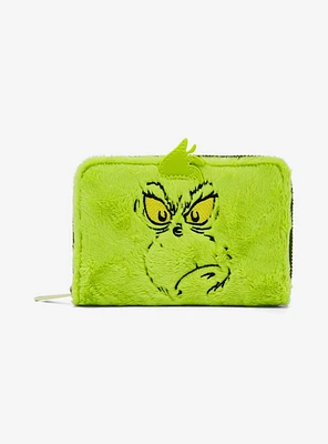 Loungefly How The Grinch Stole Christmas! Glow-In-The-Dark Fuzzy Zipper Wallet