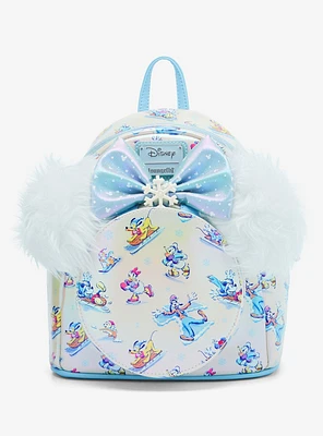 Loungefly Disney Mickey Mouse And Friends Winter Wonderland Mini Backpack With Ear Headband