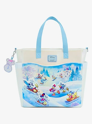 Loungefly Disney Mickey Mouse And Friends Winter Wonderland Convertible Tote Bag