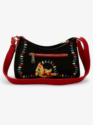 Loungefly Disney Mickey Mouse & Pluto Holiday Lights Baguette Bag