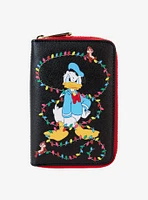 Loungefly Mickey Mouse & Friends Holiday Lights Glow-In-The-Dark Mini Zipper Wallet