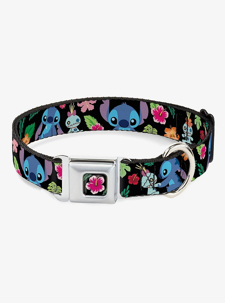 Disney Lilo & Stitch Scrump Poses Tropical Flora Seatbelt Buckle Dog Collar