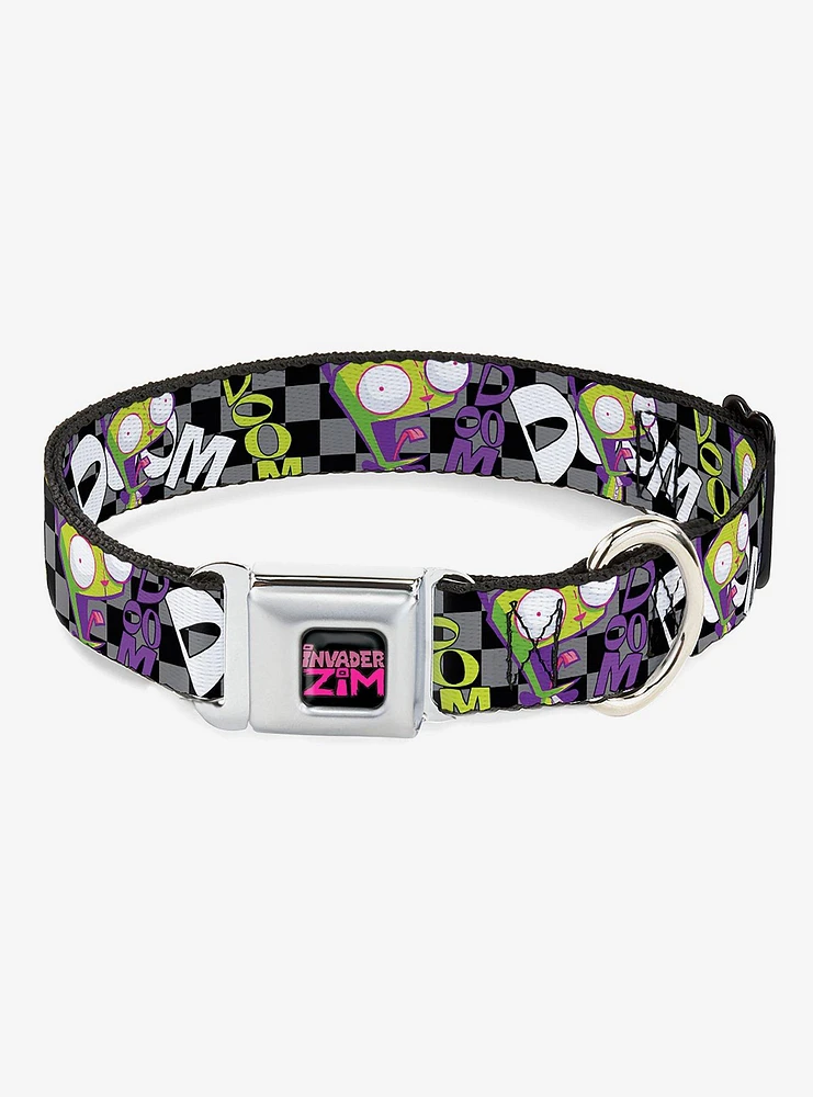 Invader Zim GIR Doom Pose Checker Seatbelt Buckle Dog Collar