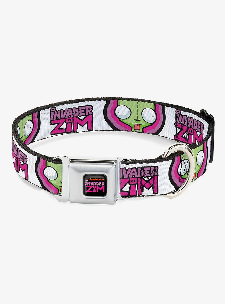 Invader Zim Title Logo and GIR Pose Close Up Seatbelt Buckle Dog Collar