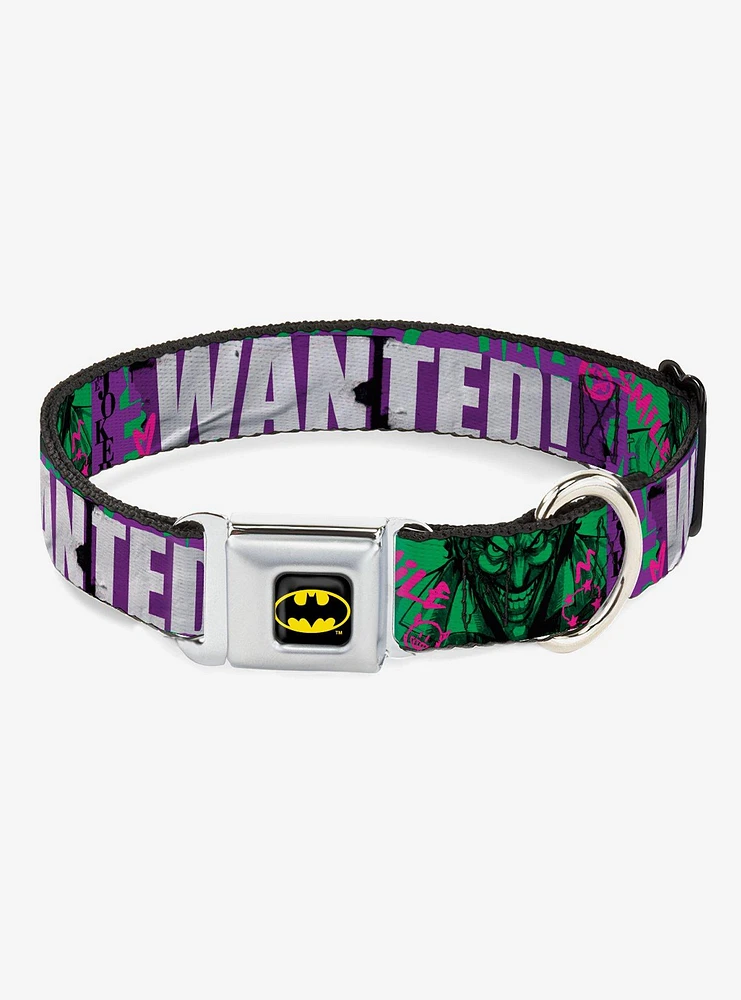DC Comics The Joker Wanted Smiling Pose Graffiti Seatbelt Buckle Dog Collar