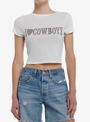 I Heart Cowboys Rhinestone Girls Baby T-Shirt