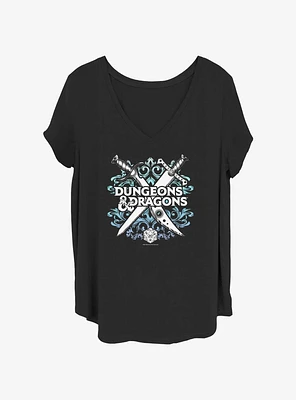 Dungeons & Dragons Decorative Crossed Weapons Girls T-Shirt Plus