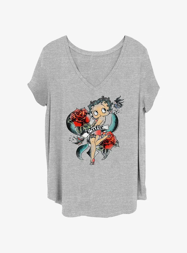 Betty Boop Cutie Rose Tattoo Girls T-Shirt Plus