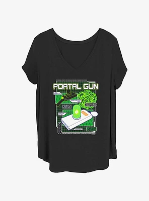 Rick and Morty Portal Gun Schematic Girls T-Shirt Plus