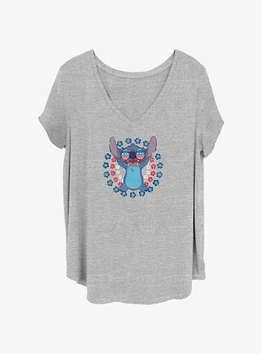 Disney Lilo & Stitch Hibiscus Circles Girls T-Shirt Plus