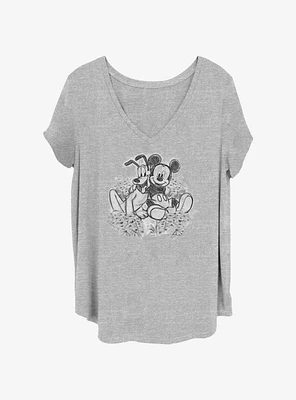 Disney Mickey Mouse & Pluto Flower Pals Girls T-Shirt Plus