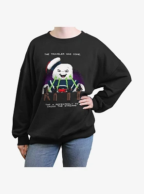 Ghostbusters 8 Bit Puft Cross The Streams Girls Oversized Sweatshirt