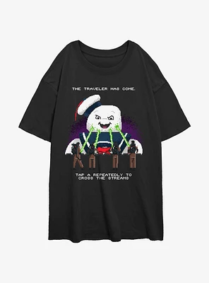 Ghostbusters 8 Bit Puft Cross The Streams Girls Oversized T-Shirt