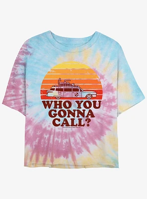 Ghostbusters 70's Retro Sunset Womens Tie-Dye Crop T-Shirt