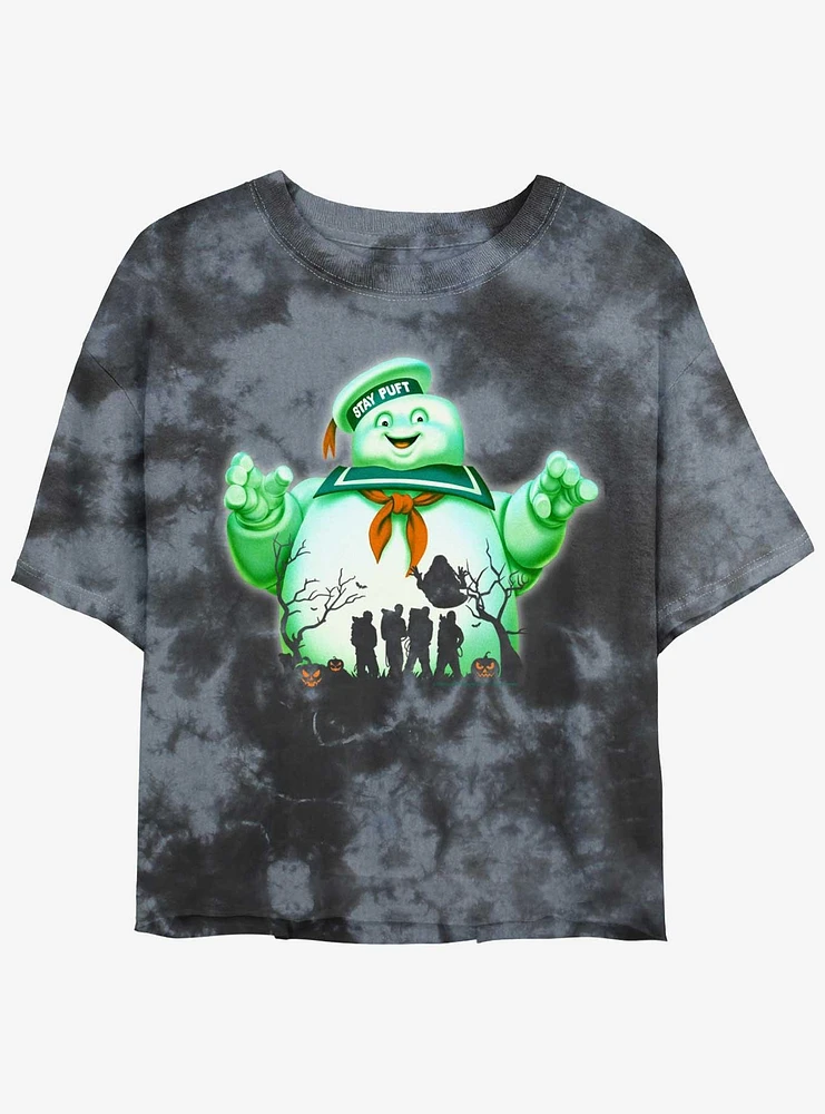 Ghostbusters Big Puft Halloween Womens Tie-Dye Crop T-Shirt