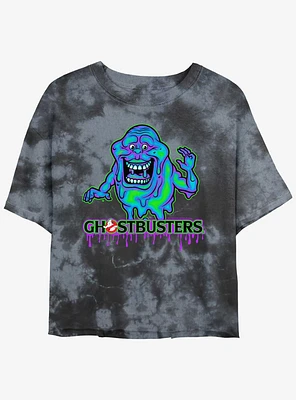 Ghostbusters Ghost Slimer Womens Tie-Dye Crop T-Shirt