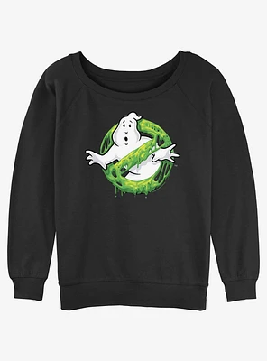 Ghostbusters Green Slime Logo Womens Slouchy Sweatshirt