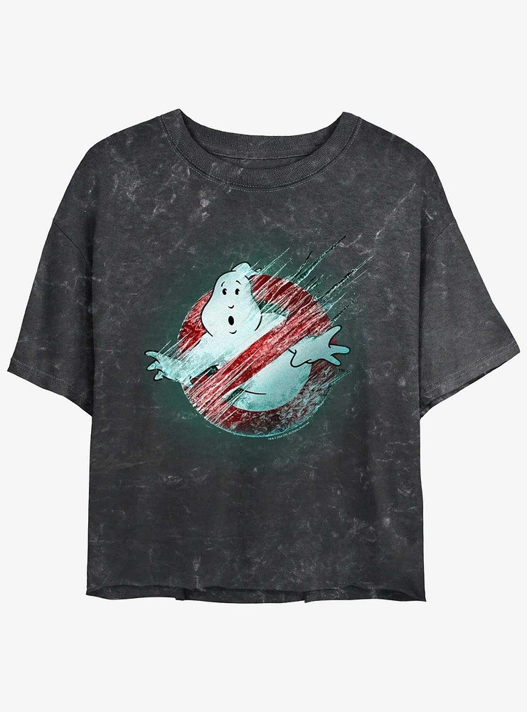 Ghostbusters: Frozen Empire Logo Womens Mineral Wash Crop T-Shirt