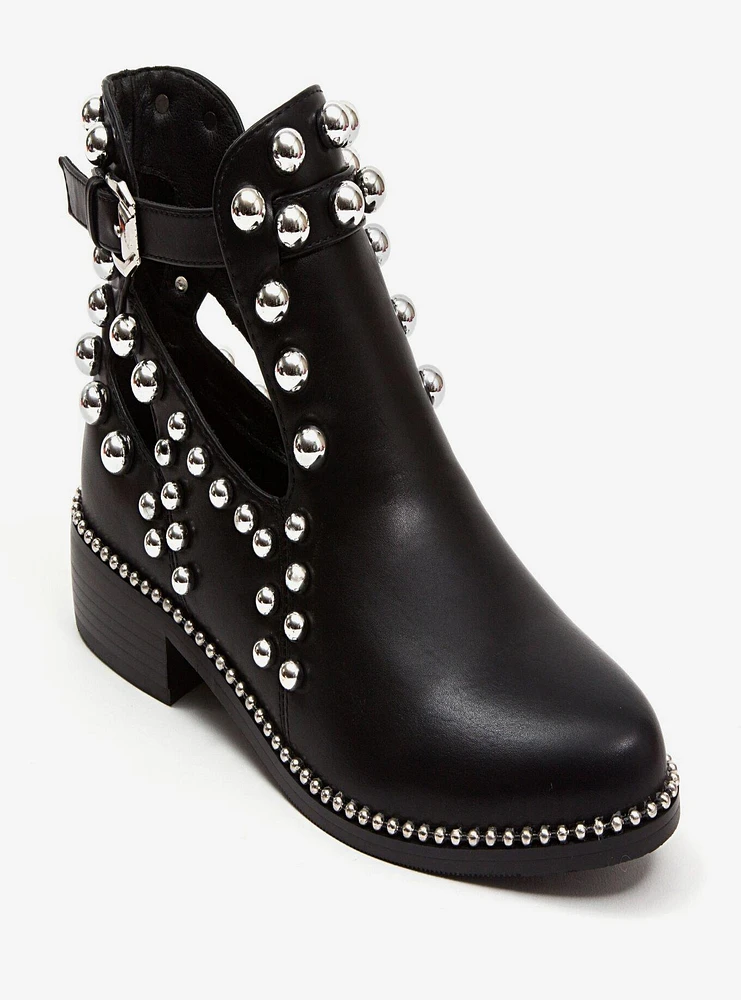 River Side Bootie with Studs and Buckle Black