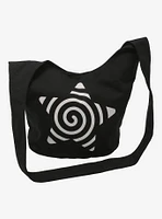 White Spiral Star Black Crossbody Bag