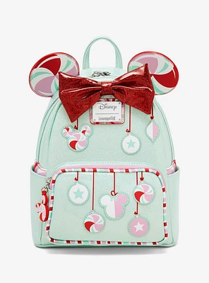 Loungefly Disney Minnie Mouse Peppermint Ornament Ears Mini Backpack