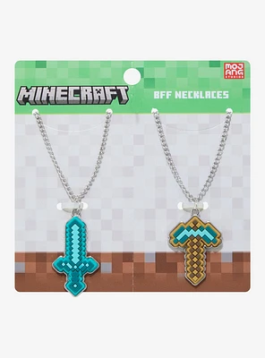 Minecraft Pickaxe & Sword Best Friend Necklace Set