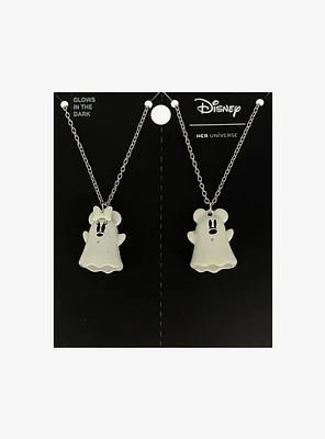 Her Universe Disney Mickey Mouse & Minnie Mouse Ghost Glow-In-The-Dark Best Friend Necklace Set