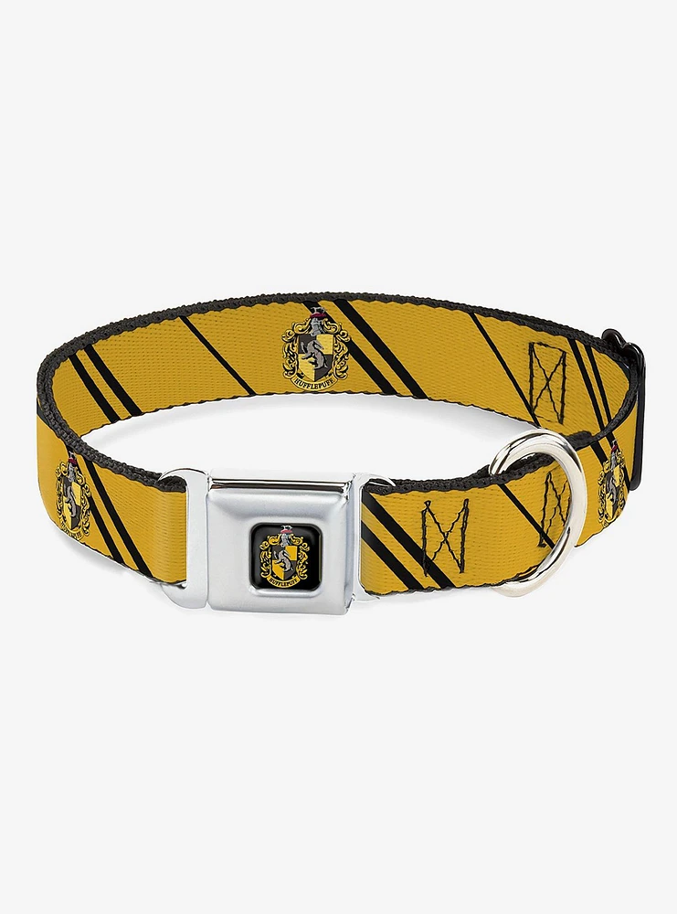 Harry Potter Hufflepuff Crest Stripe Seatbelt Buckle Dog Collar