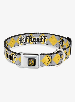 Harry Potter Hufflepuff Stars Argyle Plaid Seatbelt Buckle Dog Collar