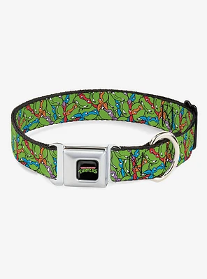 Teenage Mutant Ninja Turtles Faces Stacked Seatbelt Buckle Dog Collar