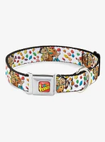 The Flintstones Fruity Pebbles Fred & Barney Cereal Seatbelt Buckle Dog Collar