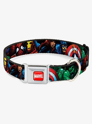 Marvel Universe Superheroes Stacked Seatbelt Buckle Dog Collar
