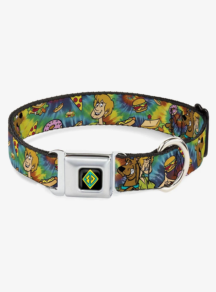 Scooby-Doo! Shaggy Poses Munchies Tie Dye Seatbelt Buckle Dog Collar