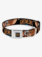 Gremlins 1984 Gizmo Face Close Up Black Seatbelt Buckle Dog Collar