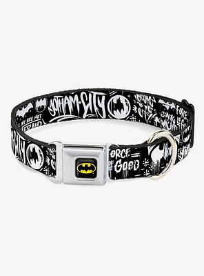 DC Comics Batman Gotham City Graffiti Collage Seatbelt Buckle Dog Collar