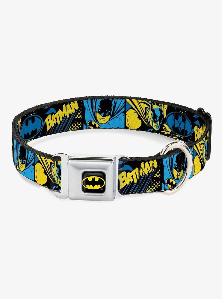 DC Comics Batman Poses and Logo Collage Seatbelt Buckle Dog Collar