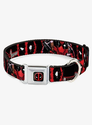 Marvel Deadpool Action Poses Splatter Logo Seatbelt Buckle Dog Collar