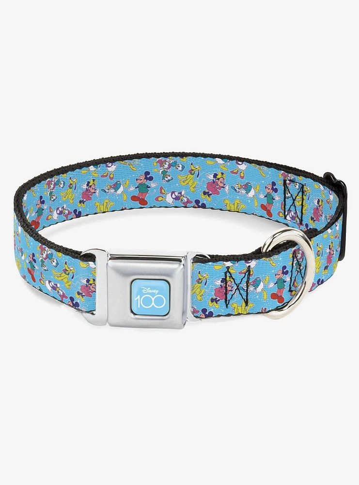 Disney100 Mickey and Friends Poses Scattered Seatbelt Buckle Dog Collar